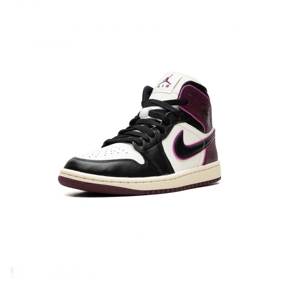 Jordan 1 Mid SE Sail/Black/Active Pink/Bordeaux Women's Size 8 NEW!!! - Picture 4 of 7